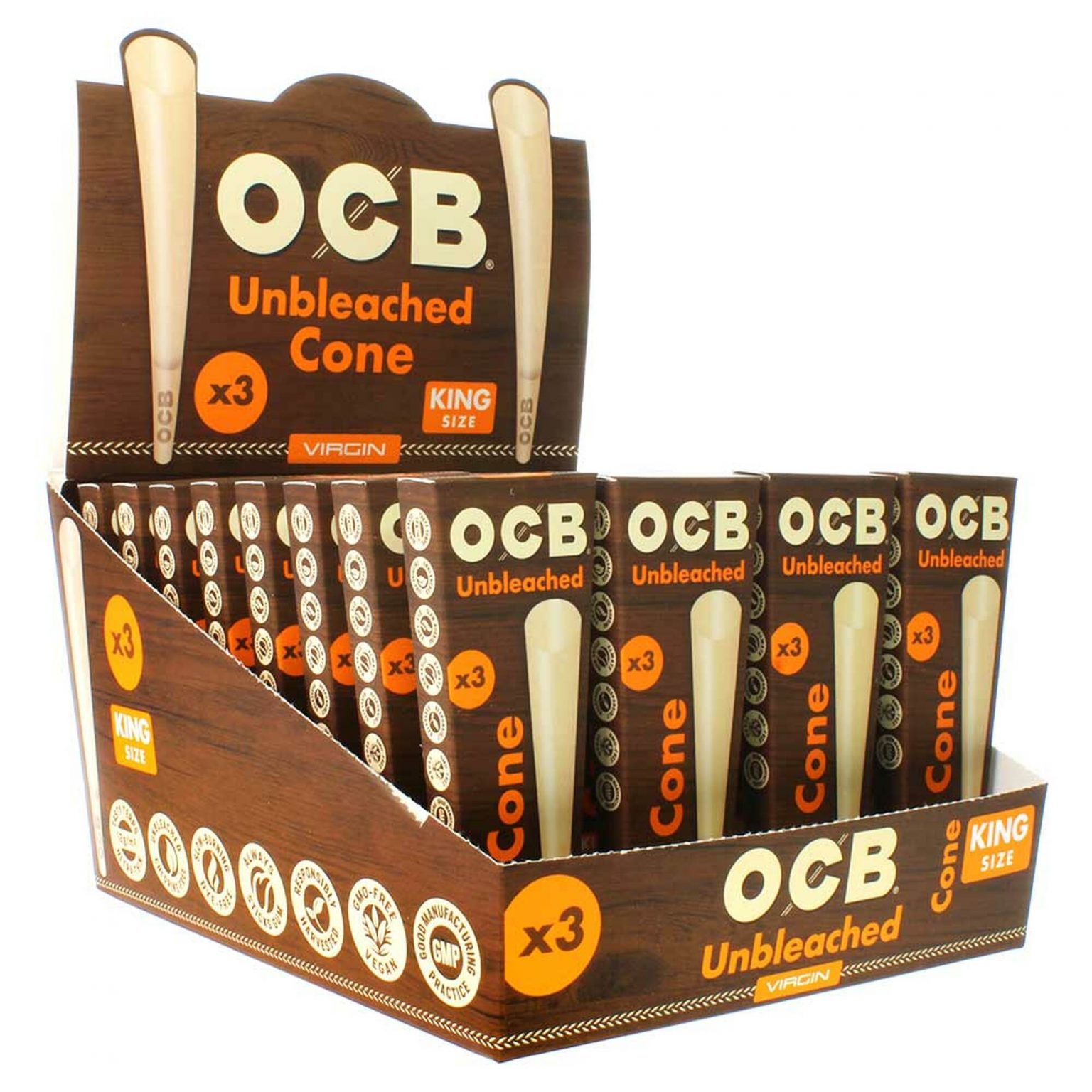 OCB Bamboo Unbleached Cone 6pk S & O Wholesale
